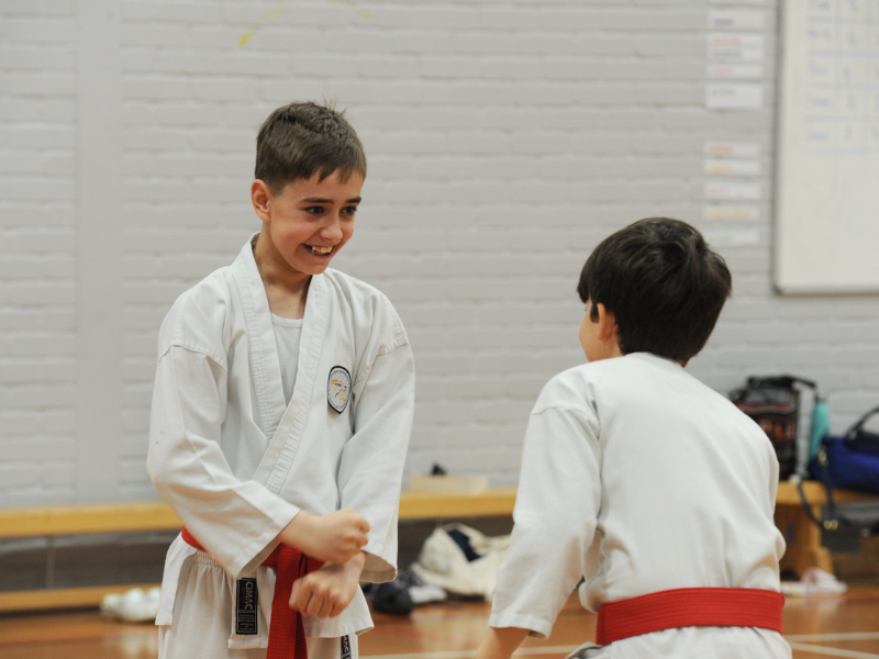 Child attending their first karate class at Invicta Karate Academy in Sevenoaks.