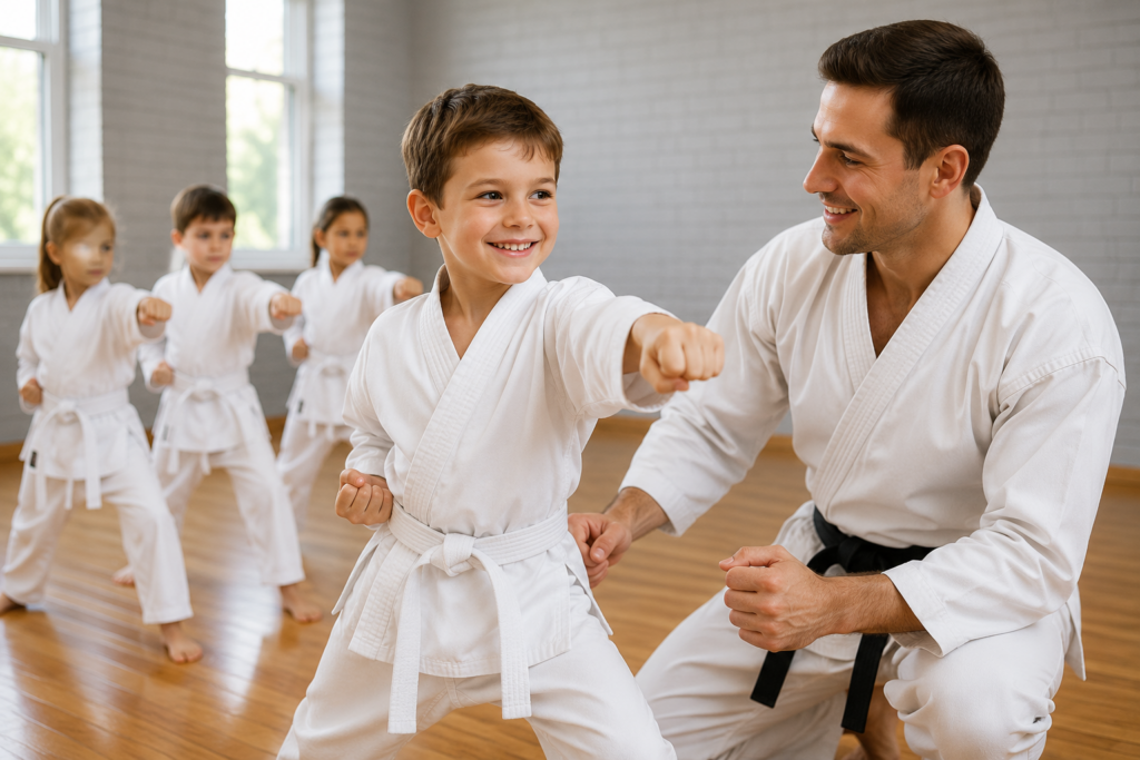 Child learning karate builds confidence without competitive pressure at Invicta Karate Academy in Sevenoaks.